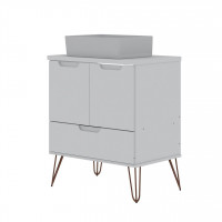 Manhattan Comfort 158GMC1 Rockefeller 26.38 Bathroom Vanity Sink 1.0 with Metal Legs in White